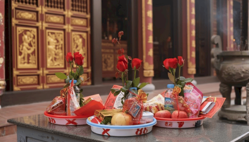 Bạn nên lựa chọn hoa hồng cho mâm lễ cầu duyên, hoa quả, trứng, xôi